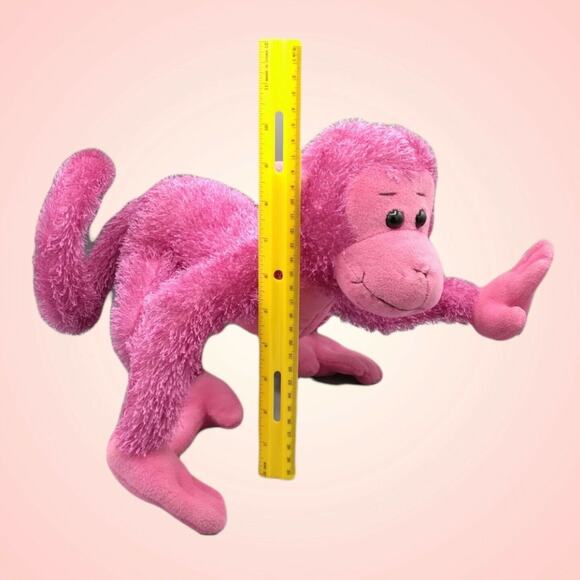 Wish Pets Posable Plush Pastel Monkey 2004 Harry 12” Stuffed Animal Pink Toy - Picture 5 of 9